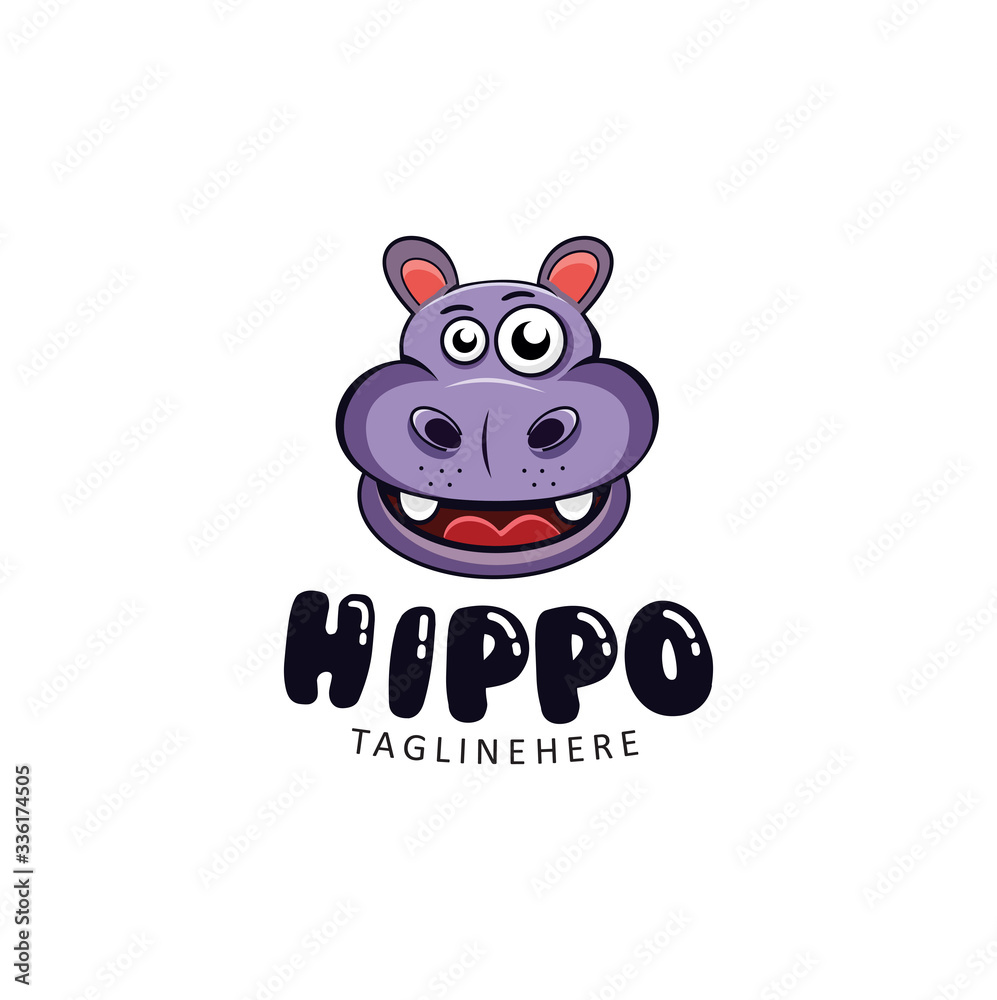 Animal Hippo Logo Design Mascot symbol icon Vector Stock Template Illustration Animal Hippo Logo Design Mascot symbol icon Vector Stock Template Illustration