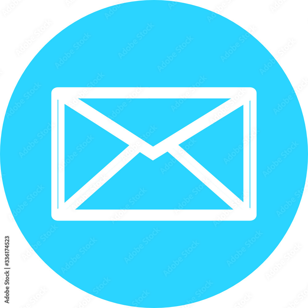 Email in blue circle icon. Open envelope pictogram. Mail symbol, email and messaging, email marketing campaign for website design, mobile application, ui. Sending or receiving email working process. Email in blue circle icon. Open envelope pictogram. Mail symbol, email and messaging, email marketing campaign for website design, mobile application, ui. Sending or receiving email working process.