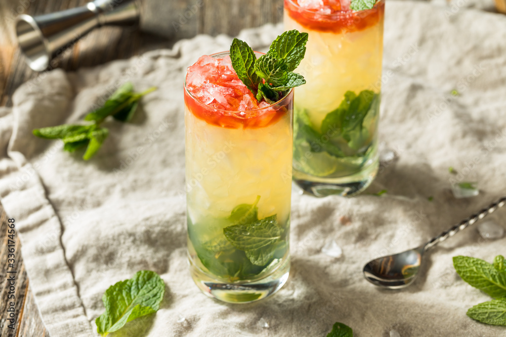 Alcoholic Queens Park Swizzle Cocktail with Rum Alcoholic Queens Park Swizzle Cocktail with Rum
