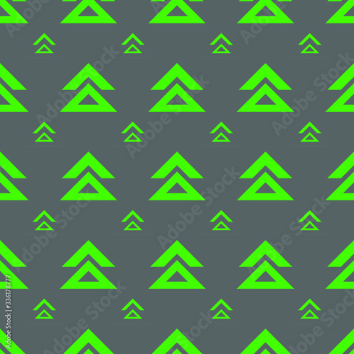 seamless pattern with green triangles on a gray background