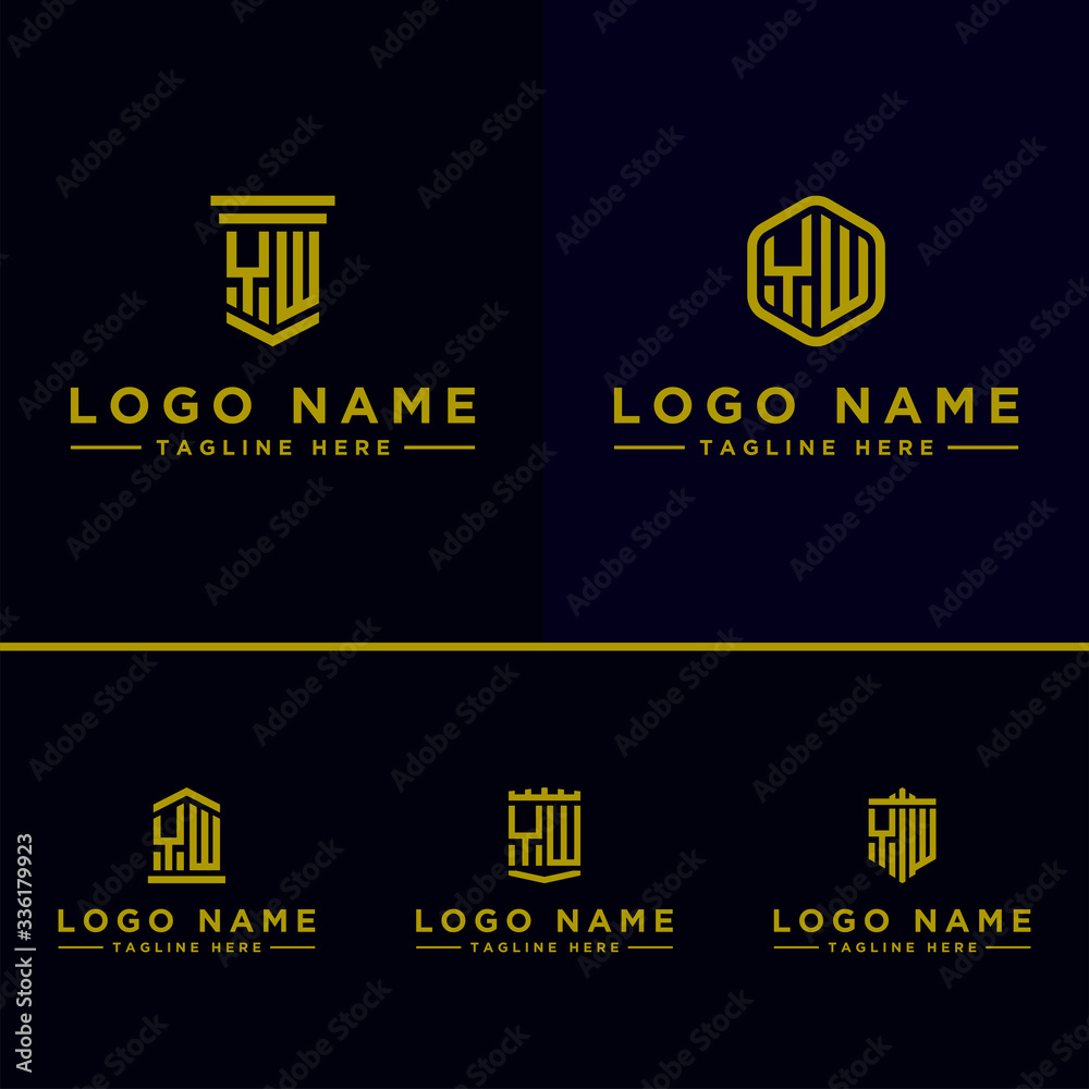 Inspiring logo design Set, for companies from the initial letters of the YW logo icon. -Vectors