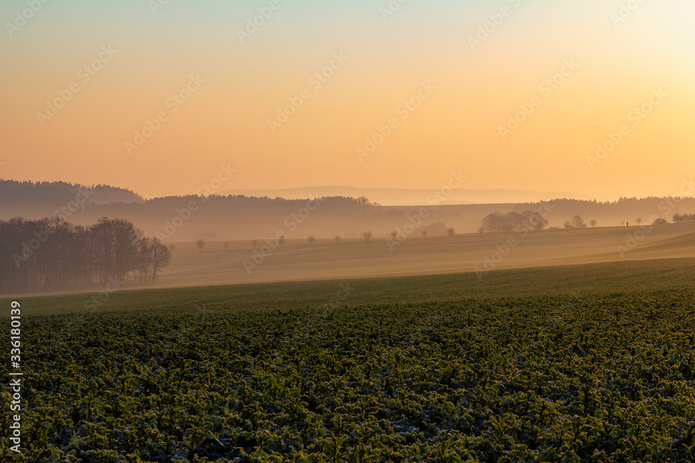 Sonnenaufgang über der Region Greiz bei Hohndorf