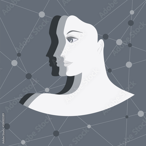 Mental health. Female image - abstract background - vector. Quarantine. Stay healthy.