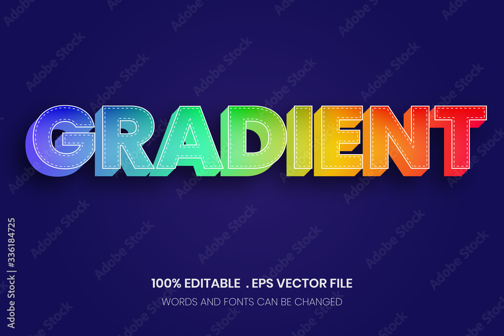 3D Gradient Style Editable Text Effect, Editable Font Effect