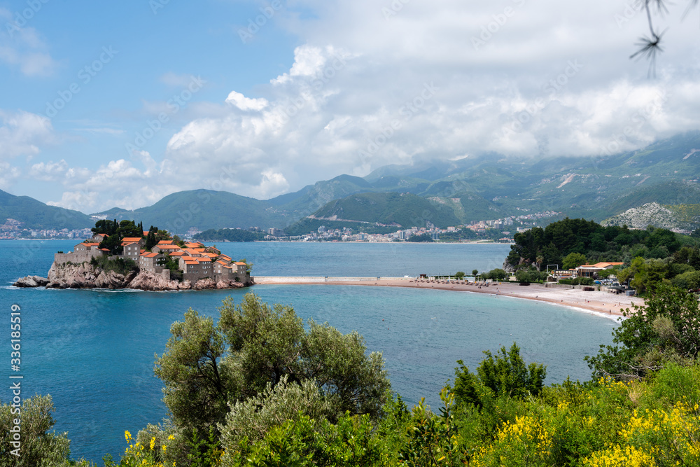 Sveti Stefan island in Budva in a summer day, Montenegro.