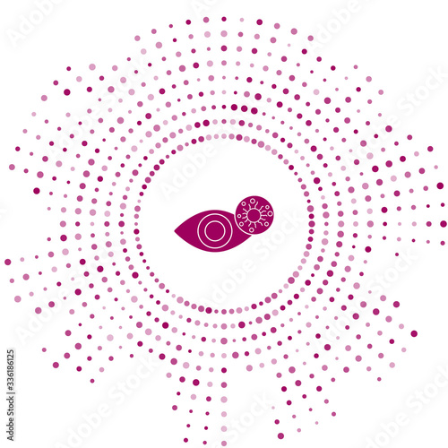 Purple Reddish eye due to virus, bacterial or allergic conjunctivitis icon isolated on white background. Abstract circle random dots. Vector Illustration