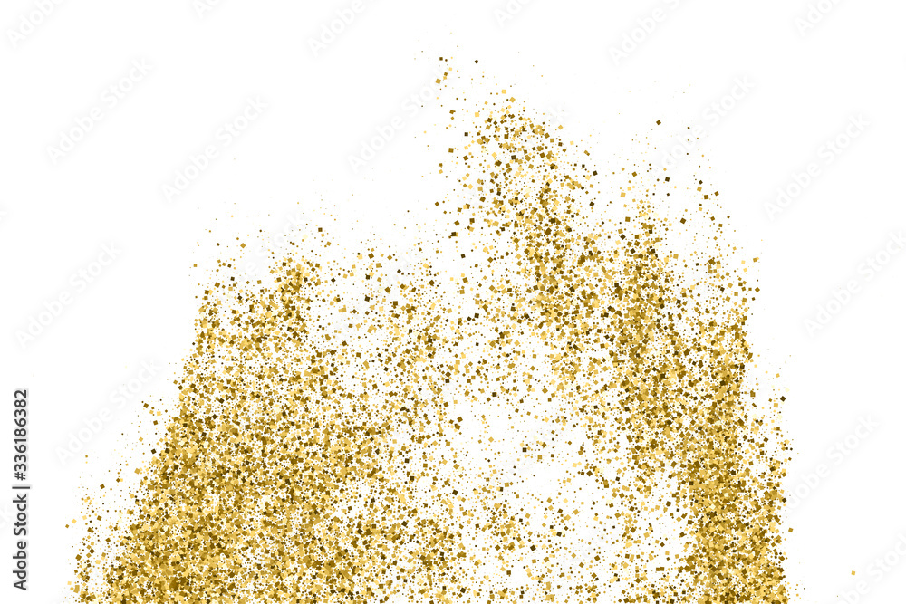 Gold Glitter Texture Isolated On White. Amber Particles Color. Celebratory Background. Golden Explosion Of Confetti. Vector Illustration, Eps 10.