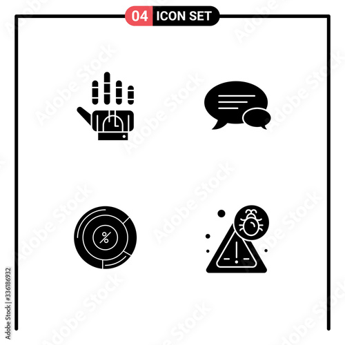 Set of Vector Solid Glyphs on Grid for tracking, persentage, technology, message, share photo