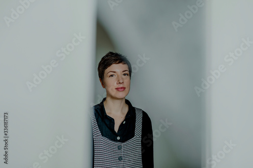 Portrait of a confident short-haired woman