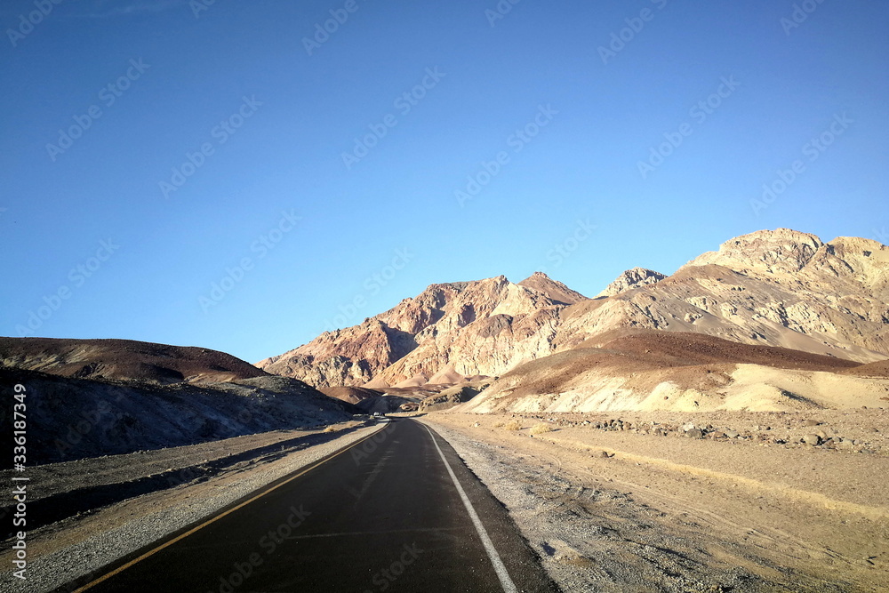 Beautiful highway through the desert of Death Valley