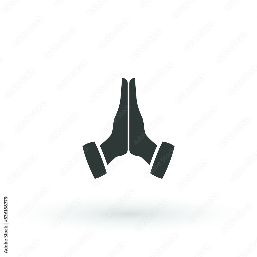 Hands folded in prayer icon. Flat hands folded in prayer vector icon for web design isolated on white background Hands folded in prayer icon. Flat hands folded in prayer vector icon for web design isolated on white background