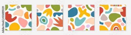 Set of creative artistic seamless patterns.Colorful hand drawn organic shapes,lines,doodles and elements.Vector trendy design perfect for prints,flyers,banners,fabric ,invitations,branding,covers 