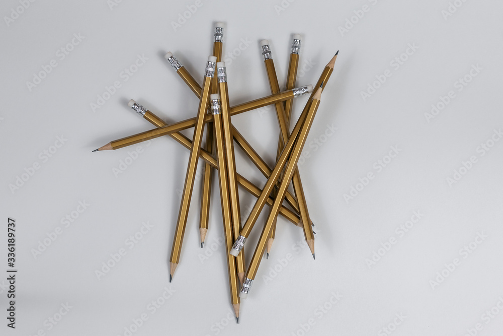 Simple pencils with eraser on a white background. Simple pencils with eraser on a white background.