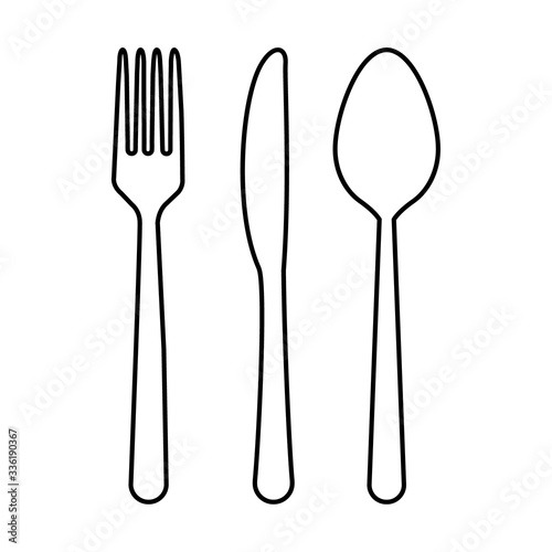 Spoon  fork and knife icon isolated on white background. Trendy tool design style