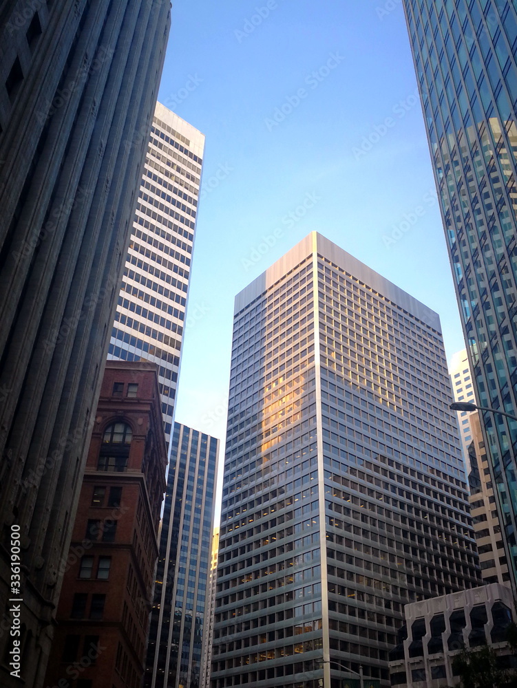 Skyscrapers in San Francisco with blue sky