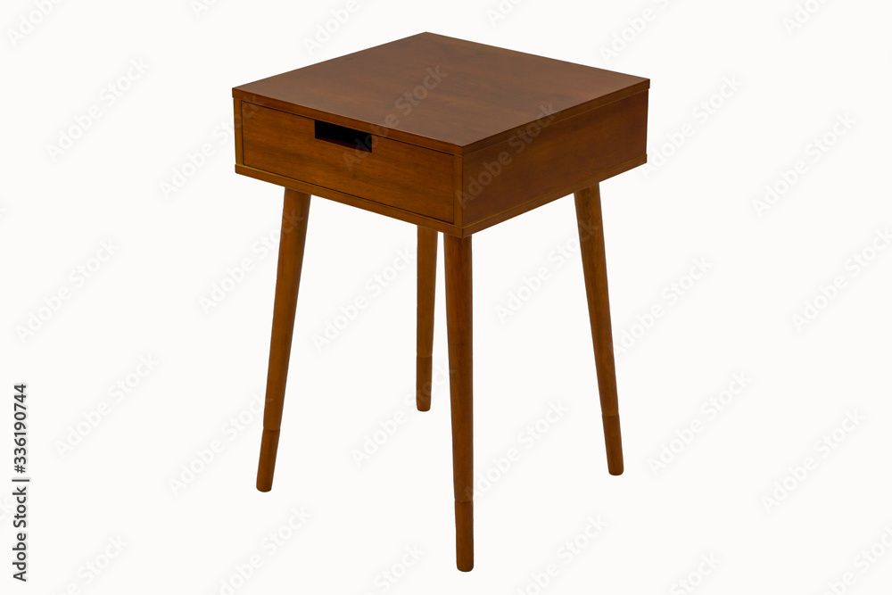 small brown table with a drawer on a white background small brown table with a drawer on a white background