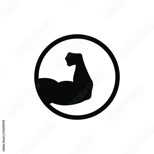 Strong muscles icon. Protein logo. Vector