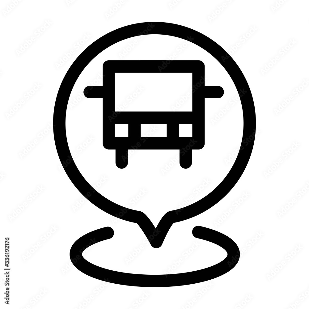 Map pin for bus station location icon in line style. Map pin for bus station location icon in line style.