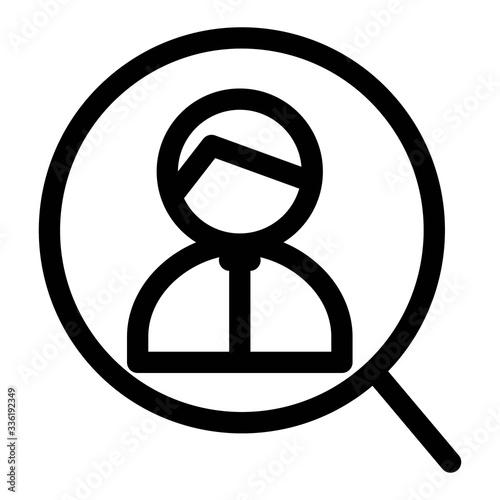 Search for employee, person icon in line style. Recruitment symbol.