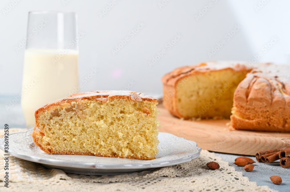 Delicious slice of freshly baked apple pie on white plate Delicious slice of freshly baked apple pie on white plate