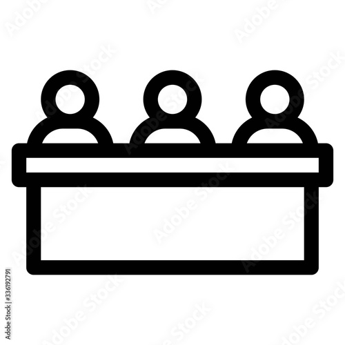 Judgment or interview panel members. Jury icon.