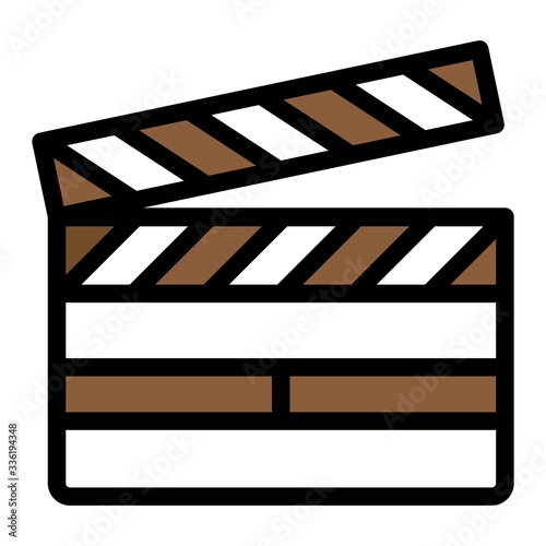 Movie clapper icon. Clapperboard, clapboard symbol. Film, cinema, director, cinematography signs. Film making, movie or video production icons.