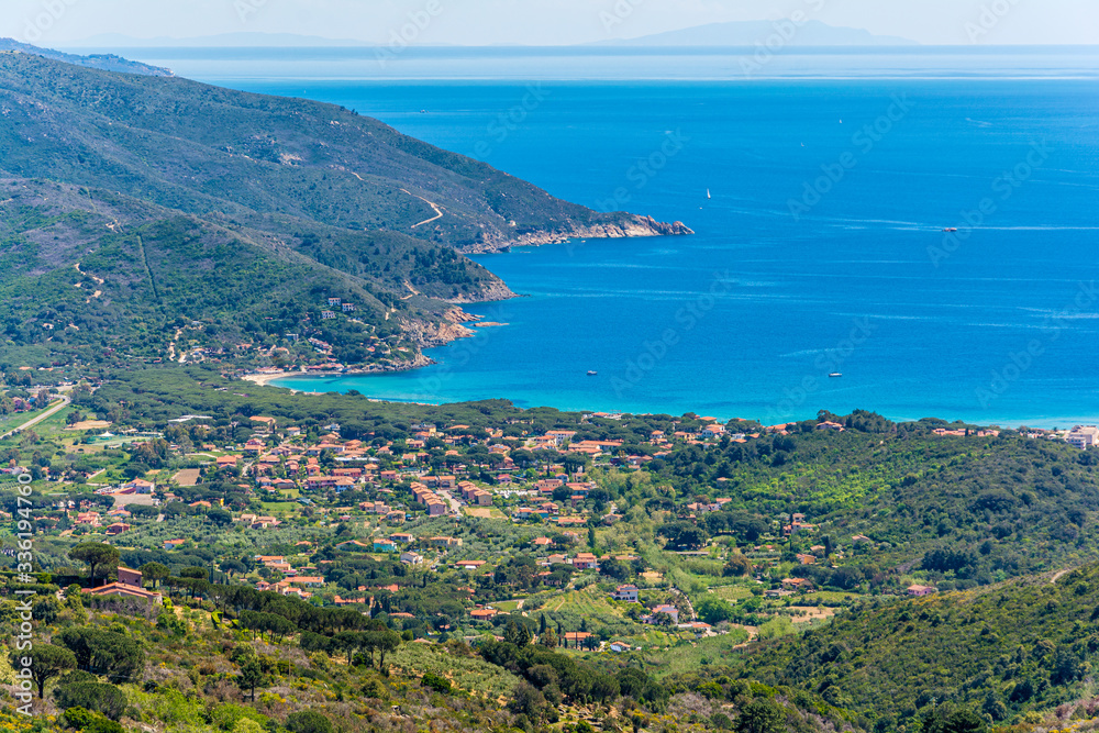 Beautiful panoramic sight in Elba Island. Province of Livorno, Tuscany, Italy.