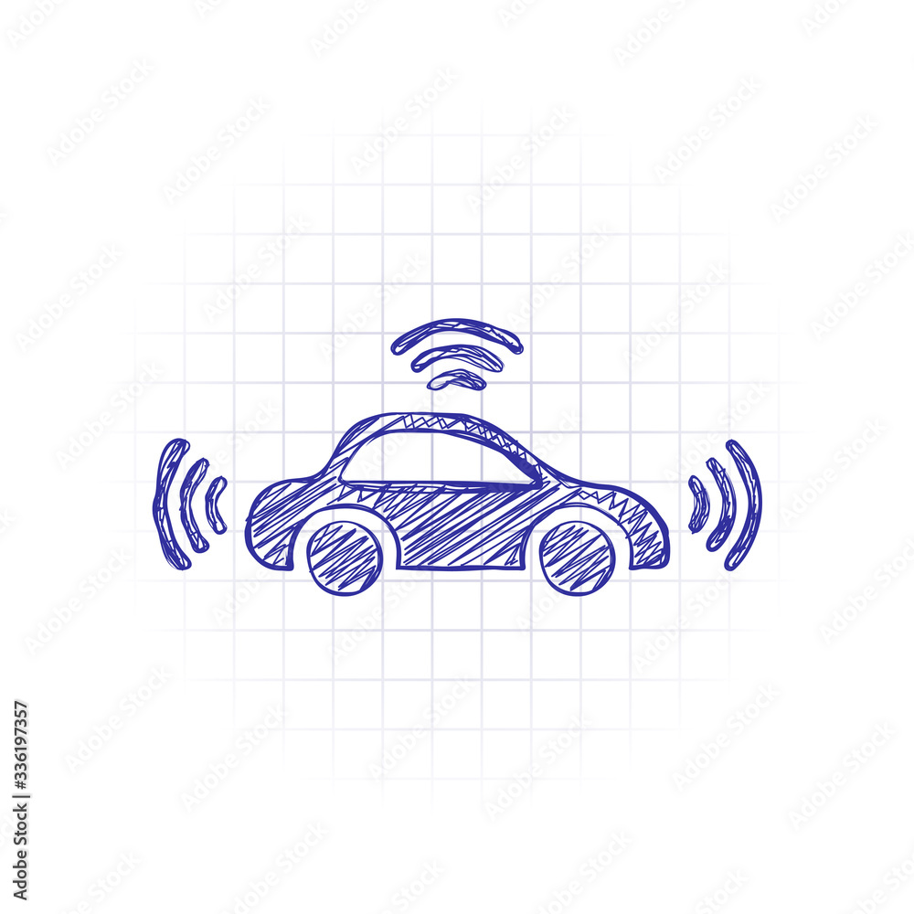 Smart car, modern autonomous auto, automatic transport, technology icon ...