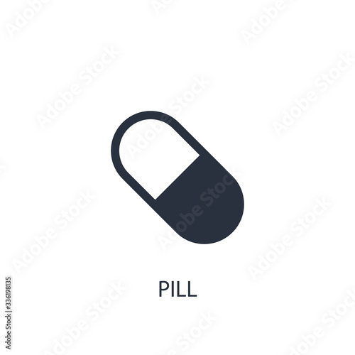 Pill icon. Simple medicine element illustration.
