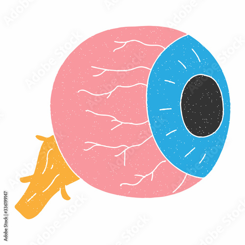 eyeball vector design. digital hand drawn style. grain texture