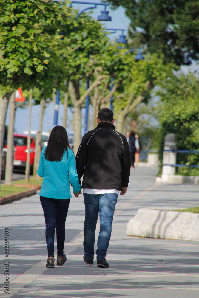 People in the downtown of Santander