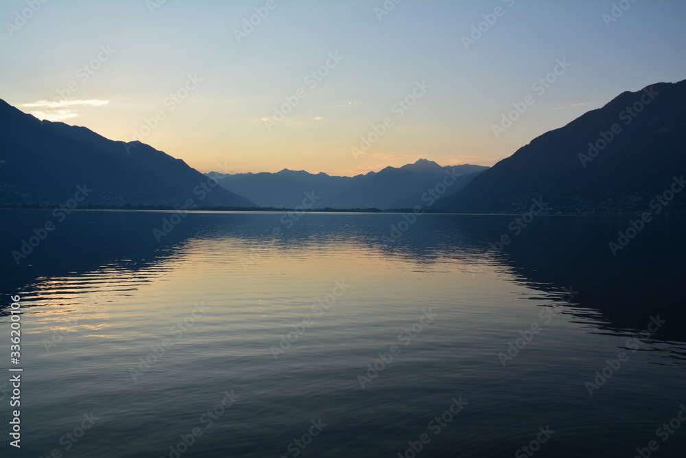 Coucher de soleil Lac Majeur Ascona Suisse