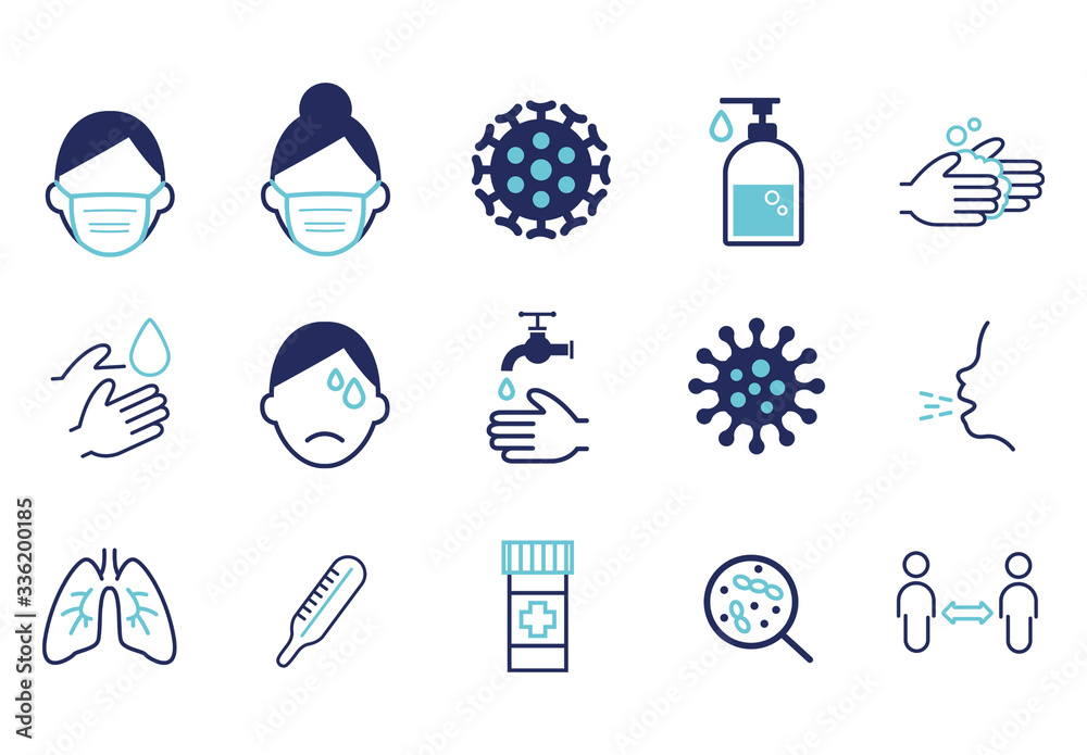 Covid Icon Set Stock Template Adobe Stock