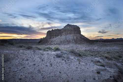 Rock tower formation Mollys Castle in the desert after sunset © Luba