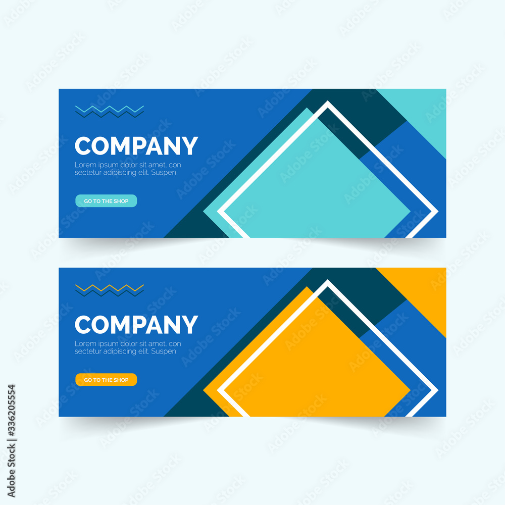 Fototapeta premium Business Banner. Presentation and Brochure. Horizontal header, web banner. Social Media Cover ads banner, flyer, social networks, talk bubble, poster. Vector illustration. 
