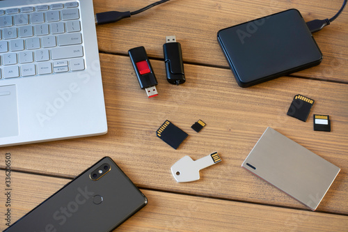 Vászonkép Various digital data storage devices