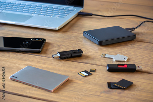 Vászonkép Various digital data storage devices