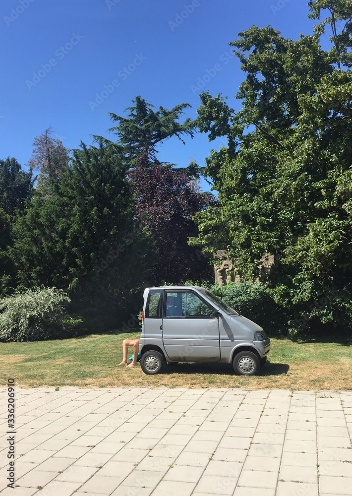 sun bathing with car sun bathing with car
