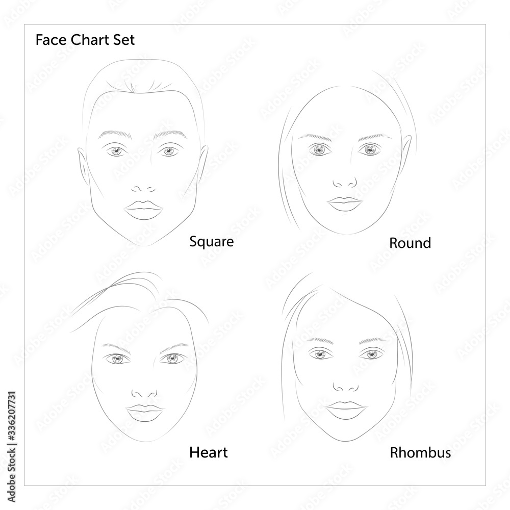 Set of facecharts for makeup artist. Different face shapes. Set of facecharts for makeup artist. Different face shapes.