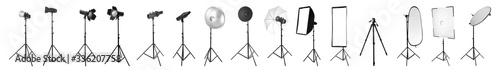 Fotografija Professional lighting equipment for photo studio on white background