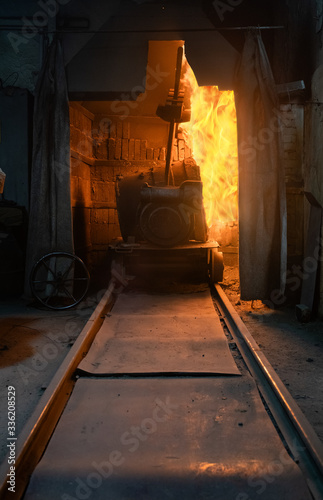 Crucible inside furnace room in factory photo