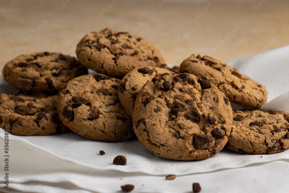 Chocolate cookies. Sweet homemade cookies stacked. Chocolate cookies. Sweet homemade cookies stacked.