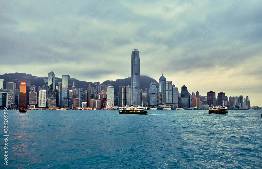Hong Kong skyline and Victoria Harbor.