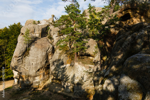 Dovbush Rocks in Bubnyshche , Carpathian mountains, Ukraine