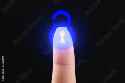 Woman using fingerprint pro...