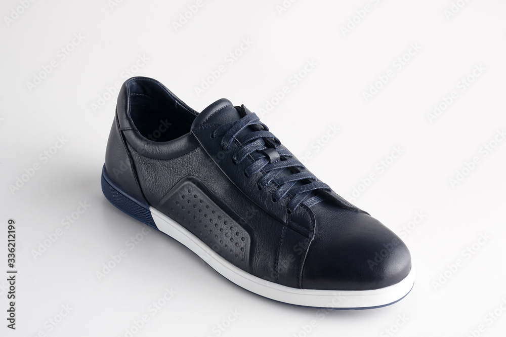 Blue men shoes isolated on white background. Blue men shoes isolated on white background.