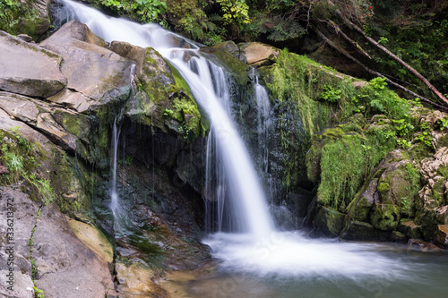 Waterfall Kameneckiy in the Carpathian mountains, Ukraine © bartoshd