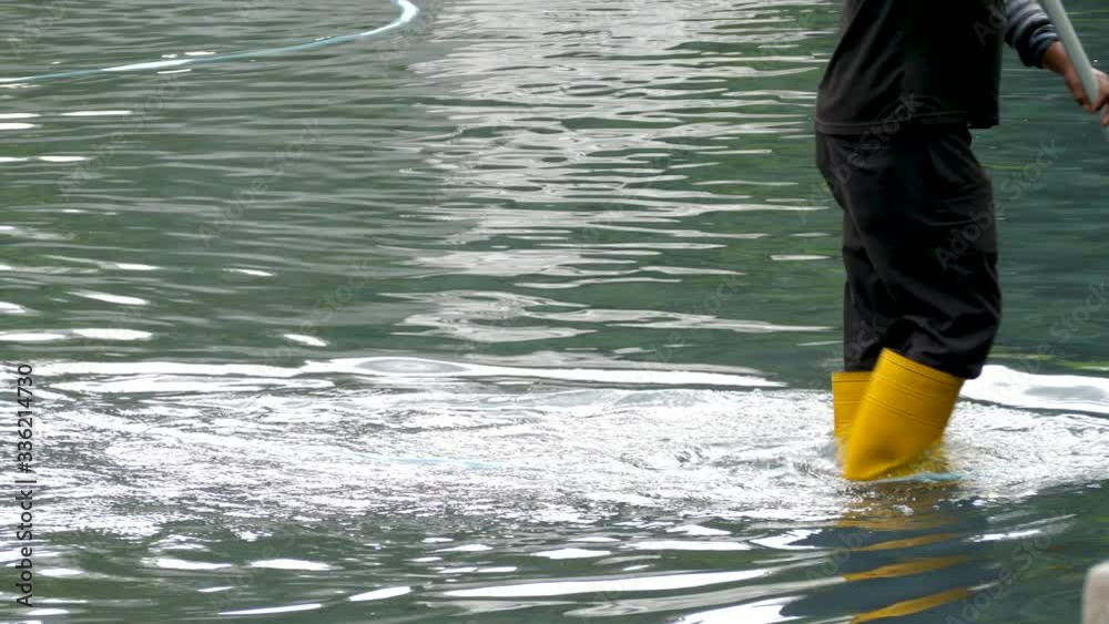 Cleaning pump works with swimming pool cleans from dirt and debris Cleaning pump works with swimming pool cleans from dirt and debris