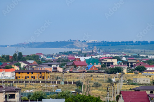 Seaside landscape by Sea of Azov, the village of For the Motherland. photo