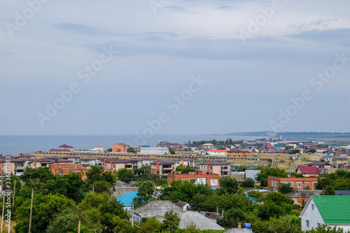 Seaside landscape by Sea of Azov, the village of For the Motherland.